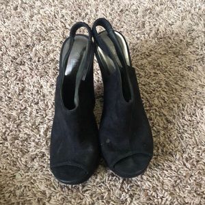 Black suede wedges